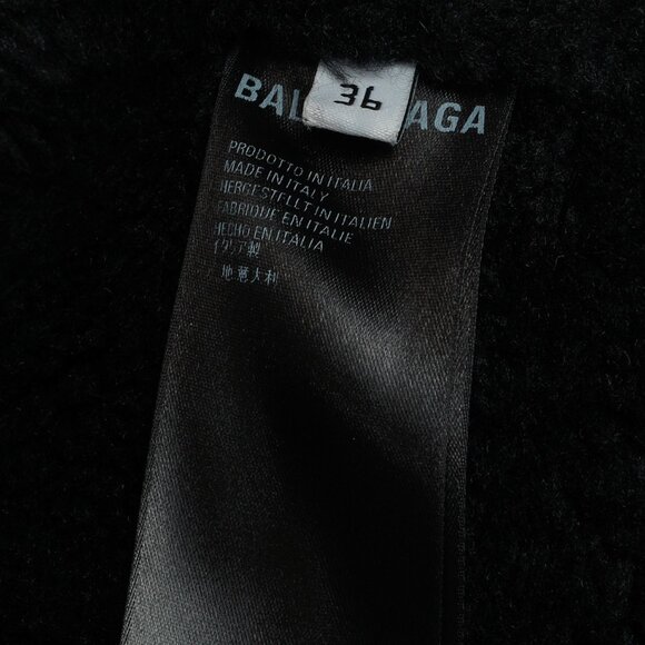 Balenciaga PF/19 Black Leather Shearling Belted Trench Coat - Picture 11 of 13